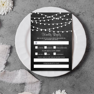 String Ljus på samlingen Chalkboard Bröllop OSA Kort