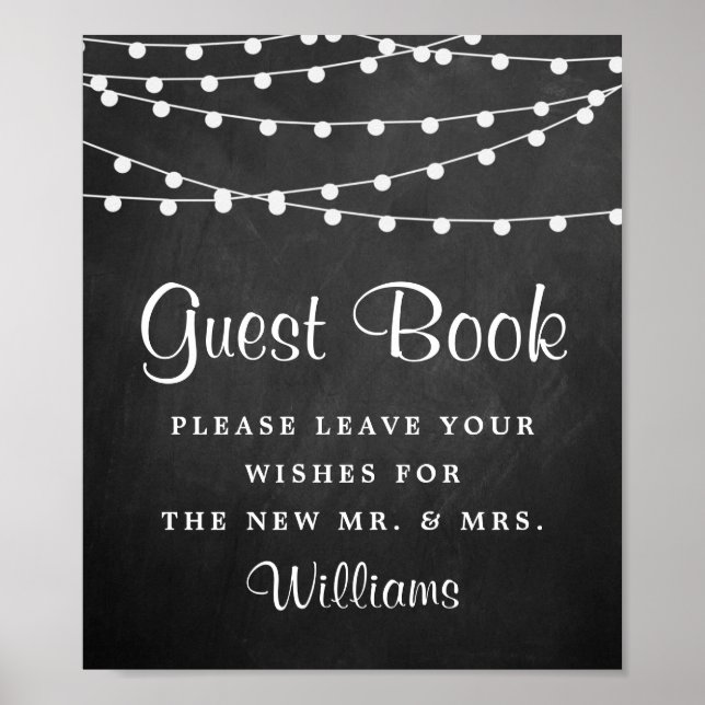 String Ljus på samlingen Chalkboard Bröllop Poster (Framsidan)