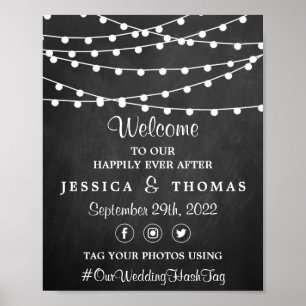String Ljus på samlingen Chalkboard Bröllop Poster