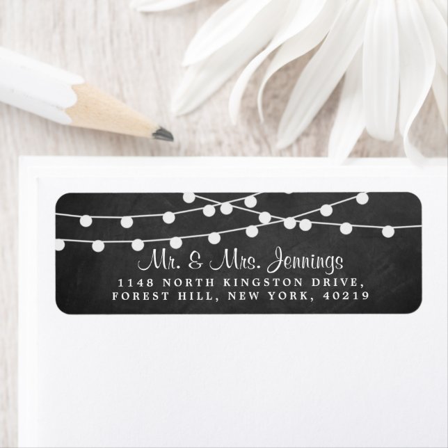 String Ljus på samlingen Chalkboard Bröllop Returadress Etikett (Insitu)