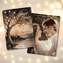 String Ljus på Träd Romantiskt Landsbyggsbröllop Inbjudningar