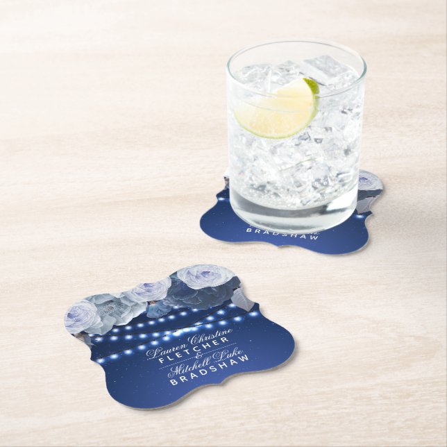 String ljus Personlig Blue Elegant bröllop Underlägg Papper (Insitu)