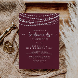 String Ljus Red Bridesmaids Luncheon Shower Inbjudningar