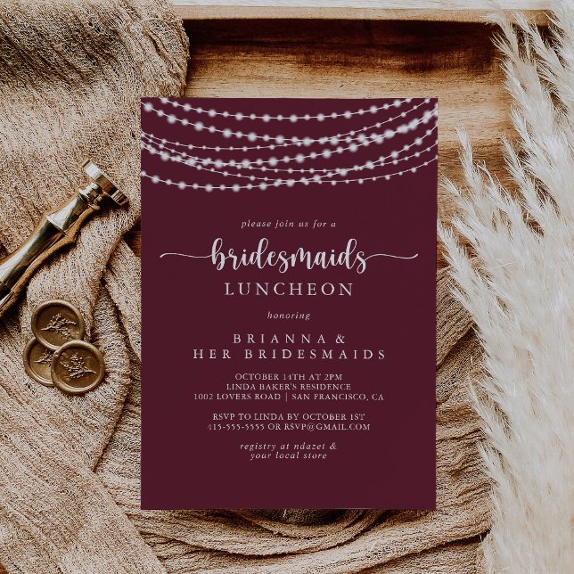 String Ljus Red Bridesmaids Luncheon Shower Inbjudningar (Skapare uppladdad)