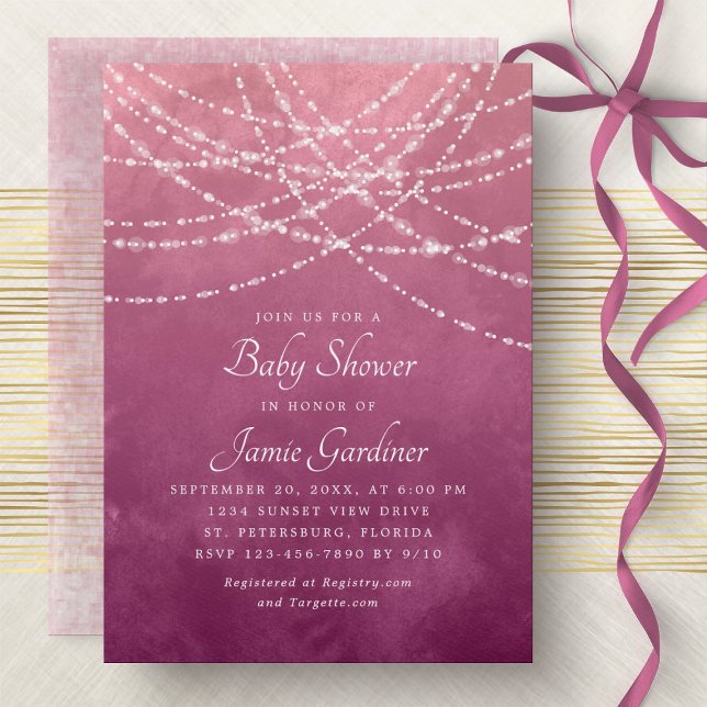 String Ljus Rosa Baby Shower Inbjudningar (Skapare uppladdad)