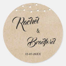 String Ljus Rustic Bröllop Firande Anpassningsbar Runt Klistermärke