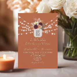String Ljus Rustic Burnt Orange Bröllop Inbjudningar