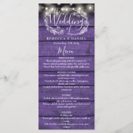 String Ljus Rustic Lila Wood Blommigt Bröllop Meny