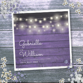 String Ljus Rustic Lila Wood Elegant-skript Pappersservett