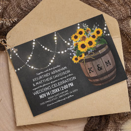 String Ljus Rustic Vineyard Solros Bröllop Inbjudningar