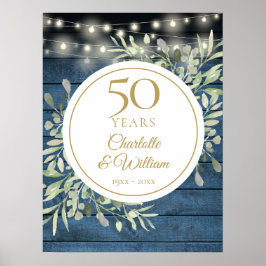 String Ljus Rustic Wood 50-årsjubileum-tecken Poster