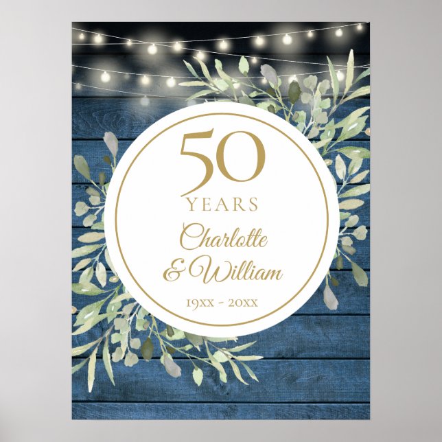 String Ljus Rustic Wood 50-årsjubileum-tecken Poster (Framsidan)