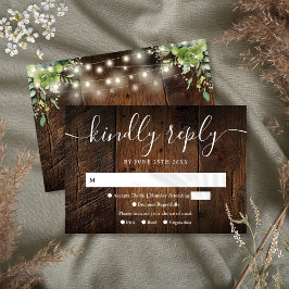 String Ljus Rustic Wood Greenery Boho Bröllop OSA Kort