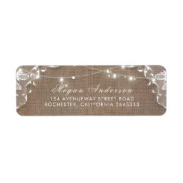 String Ljus Snöre och Burlap Rustic Elegant Returadress Etikett