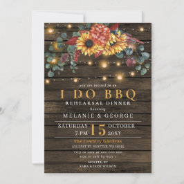 String Ljus Solblommor I DO BBQ Rehearsal Middag Inbjudningar