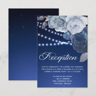 String ljus stjärnor Blue Elegant bröllop Mottagni Inbjudningar