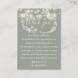 String Ljus Tack Sage Grönt Bröllop Placeringskort