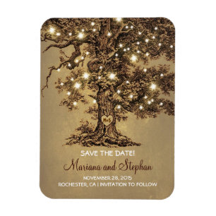 String Ljus Träd Rustic Spara datum Magnet