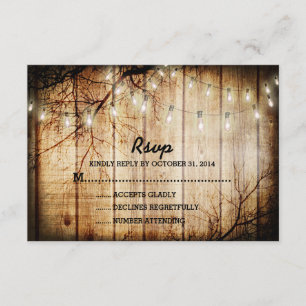 String Ljus Träd Vintage Barn Wood Bröllop OSA Kort