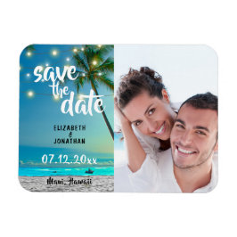 String Ljus Tropical Beach Spara datumfoto Magnet