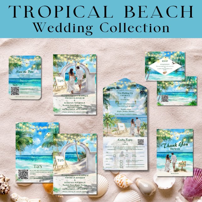 String Ljus Tropical Beach Tack Bröllop Vykort (Skapare uppladdad)