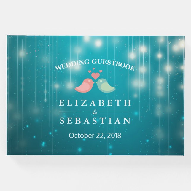 String Ljus Turcos Glitter Bröllop Guestbook Gästböcker (Framsida)