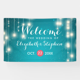 String Ljus & Turquise Glitter Bröllop Välkommen