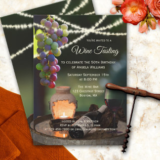 String Ljus Vin Taste Party-inbjudan Inbjudningar