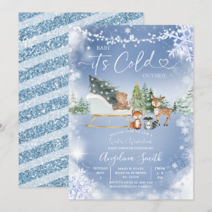 String Ljus White Snowflake Träd Baby Shower in Inbjudningar