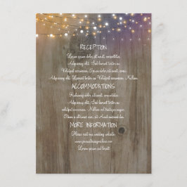 String Ljus Wood Rustic Bröllop Information Tilläggskort