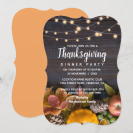 String Ljus Wood Rustic Löv Fall Thanksgiving Inbjudningar