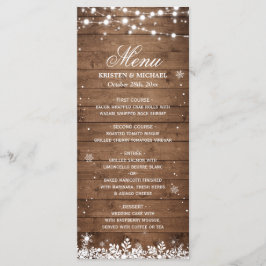 String Ljus Wood Rustic Winter Wedding Menu Meny