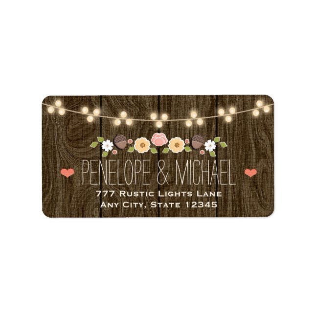  String of Ljus Rustic Fall Wedding Adressetikett (Framsidan)