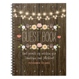 String of Ljus Rustic Fall Wedding Guest Anteckningsbok Med Spiral