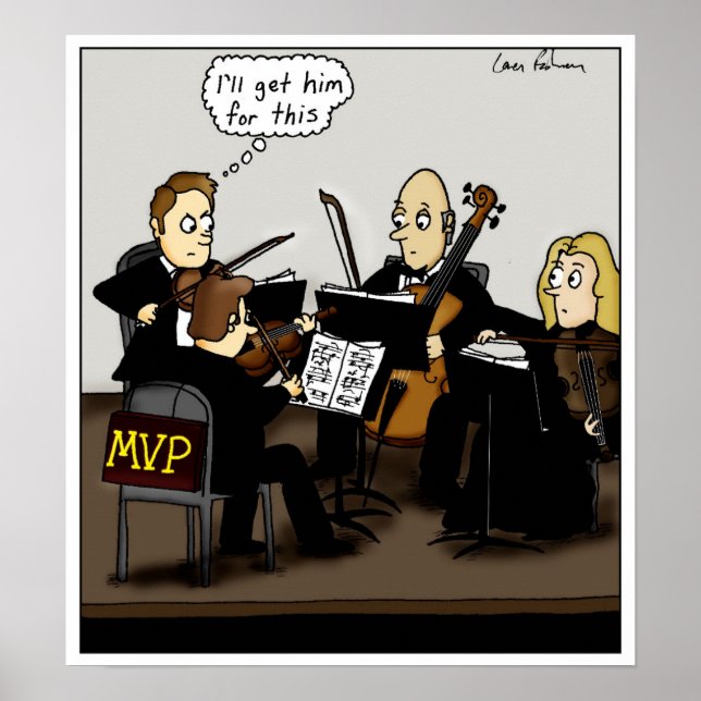 String Quartet MVP Classical Music Tecknad Poster (Framsidan)