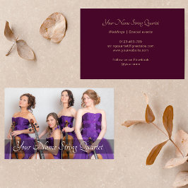 String Quartet Photo Template Musician Burgundy Visitkort