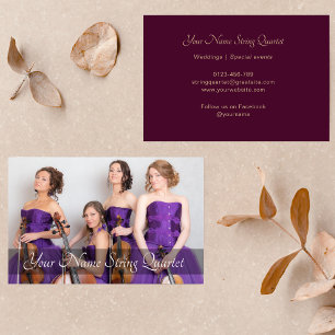 String Quartet Photo Template Musician Burgundy Visitkort