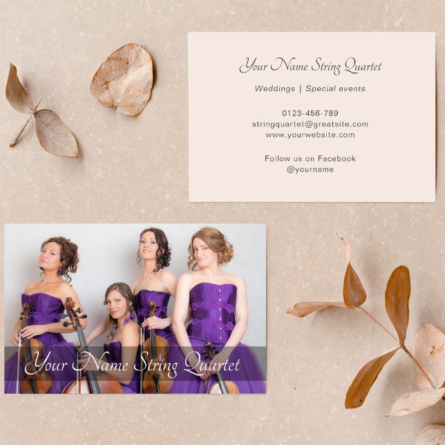 String Quartet Photo Template Musician  Rosa Visitkort (Skapare uppladdad)
