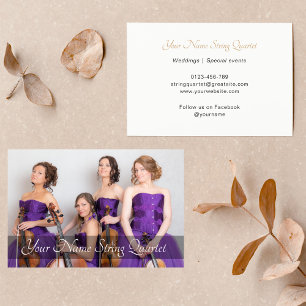 String Quartet Photo Template Musician White Visitkort