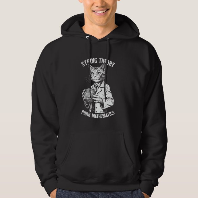 String Theory Cat Funny Physics Mathematics Scient Hoodie (Framsida)