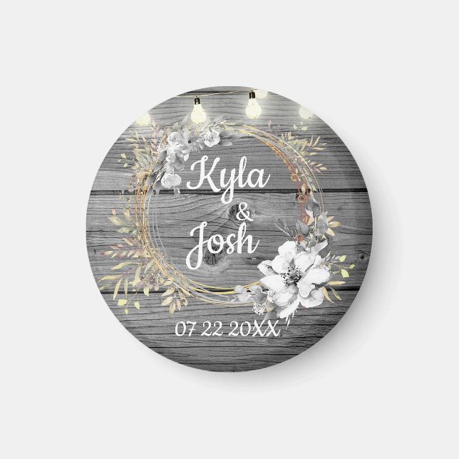 Stringade Ljus utandning Rustic Bröllop Magnet (Framsidan)