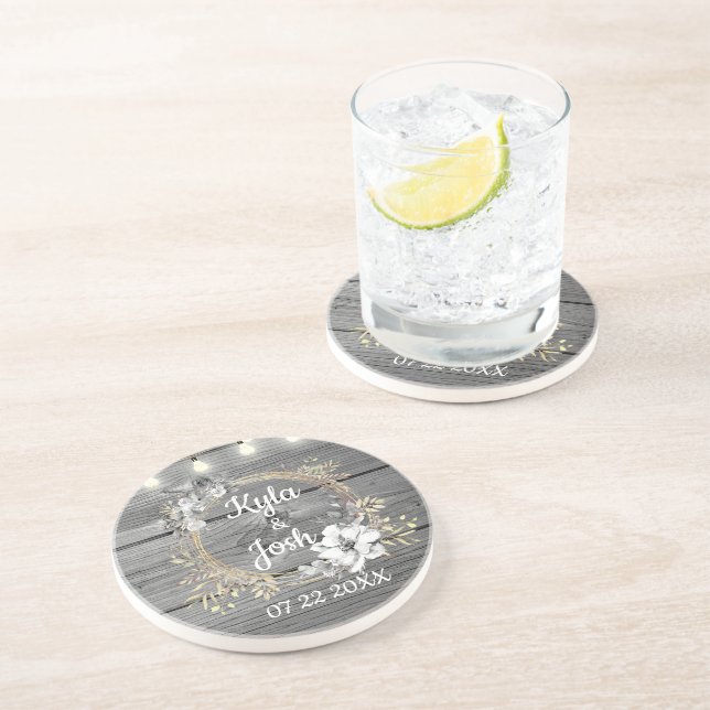 Stringade Ljus utandning Rustic Bröllop Underlägg (Sidan)