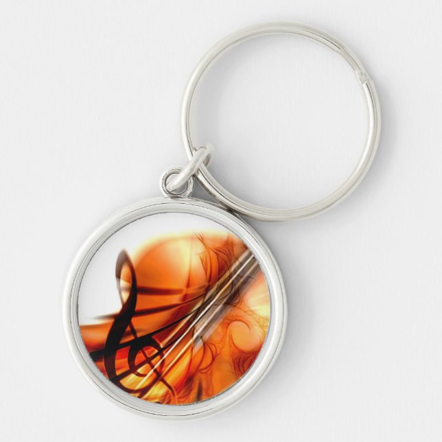 Stringed musik instrumenterar fiolödedans rund silverfärgad nyckelring (Framsidan)
