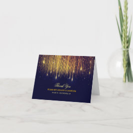 Stringljus Guld och Marinblå Bröllop Tack Kort