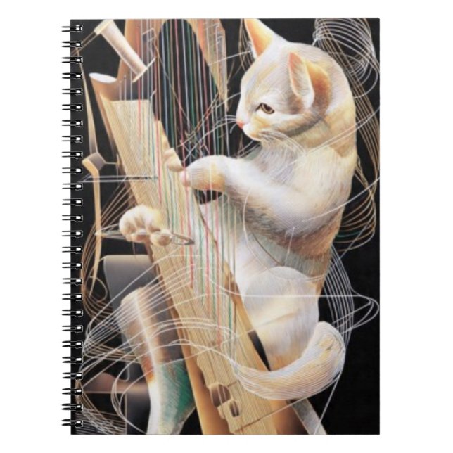 Strings of Imagination – Surreal Cat Notebook Anteckningsbok (Framsidan)