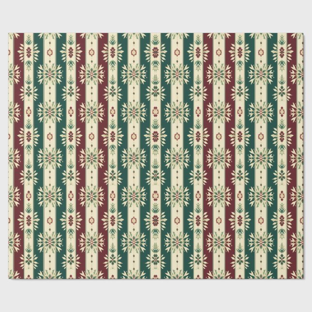 Stripe abstrakt mönster-burgundi, grönt, elfenben presentpapper (Seam)