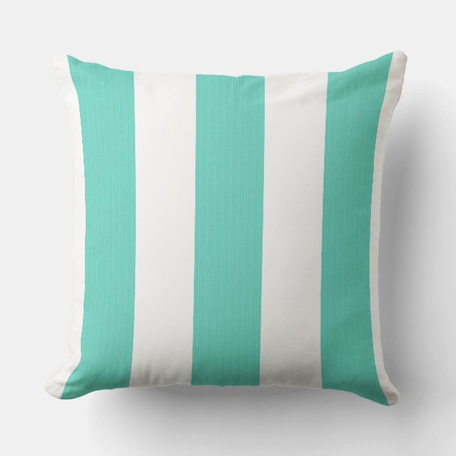 Stripe Aqua och White Indoor Kudde (Framsida)