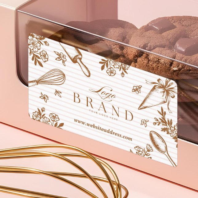 Stripe Baking Utensil Pastry Cake Bakery Shop Logo Fraktsedel (Stripe Baking Utensil Pastry Cake Bakery Shop Logo Label)