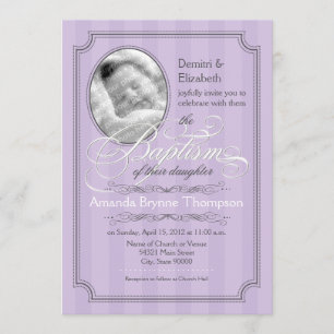Stripe Baptism-inbjudan (Lavender) Inbjudningar