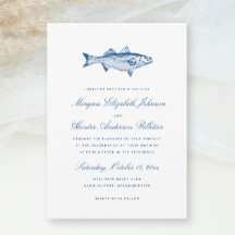 Stripe Bass Fishing Theme Elegant Navy Bröllop